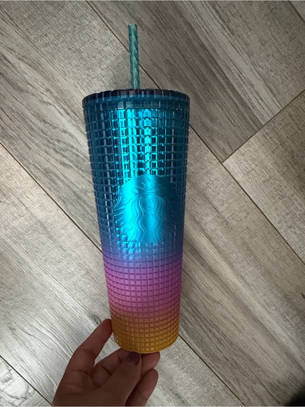Starbucks Ombre Studded Tumbler — Teal Pink Gold